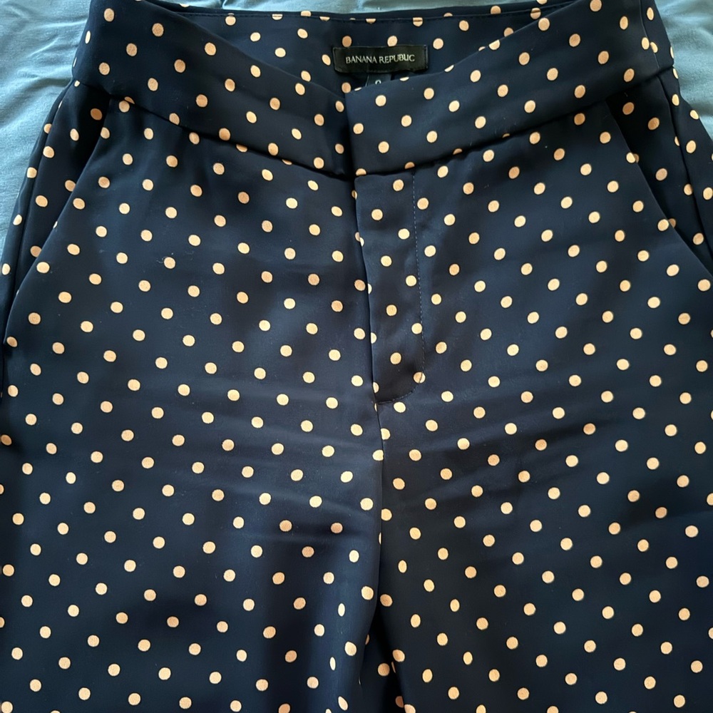 Banana Republic Navy Polka Dot Wide Leg Pants